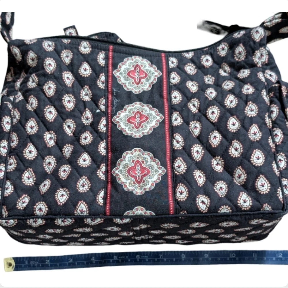 Vera Bradley Classic Black Paisley Shoulder Bag & Cosmetic Bag Set